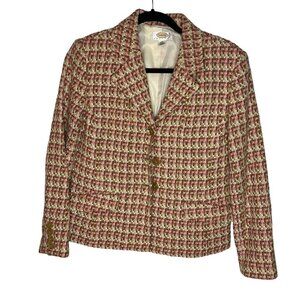 Vintage‎ Talbots Wool Tweed Plaid Blazer Jacket Petite 8 Italian Fabric Button
